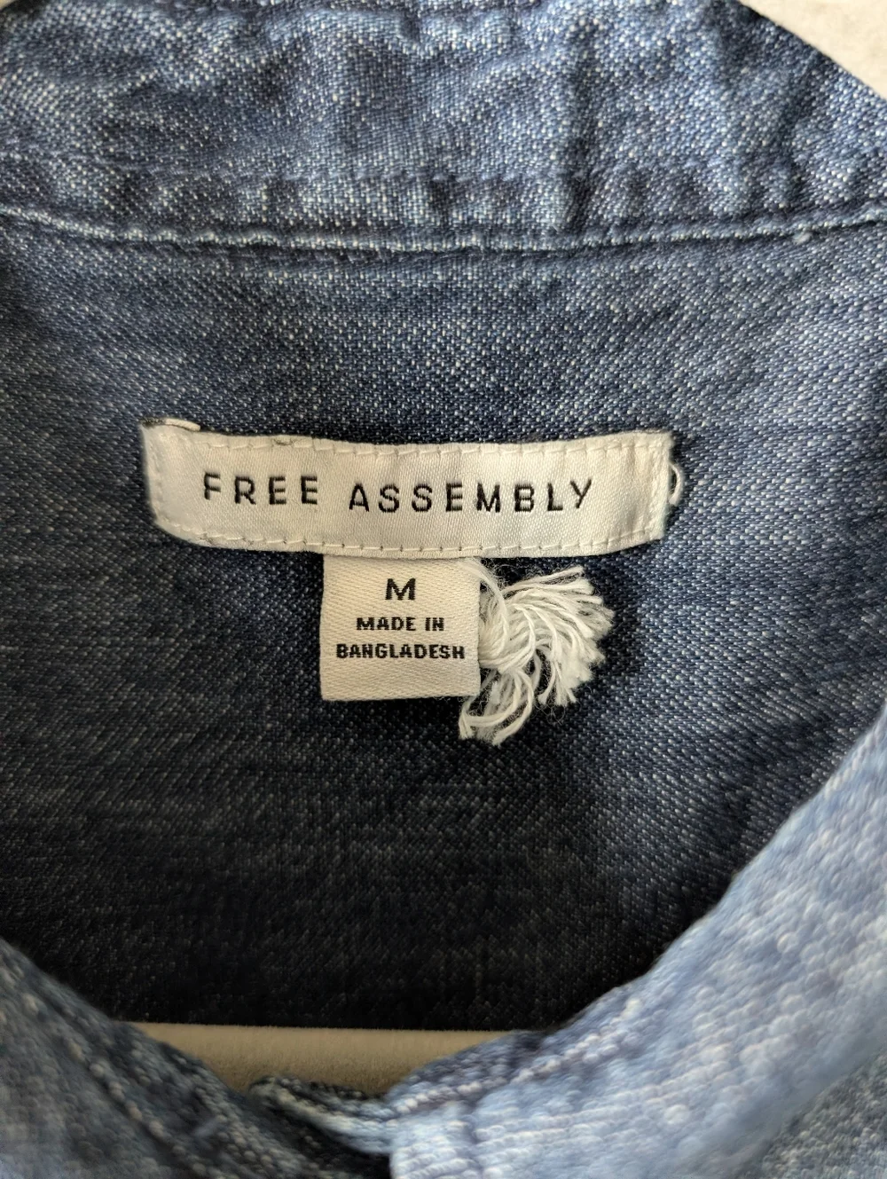 Free Assembly Blue Denim Button-Front Shirt Dress A-Line Size M Collared Cotton - Picture 5 of 16